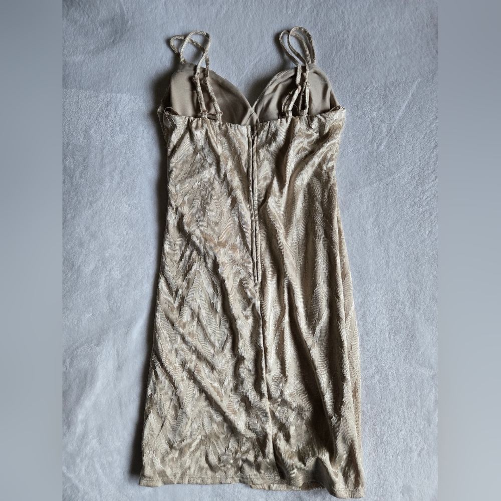 Small Gold Ruched Party Dress - Picture 4 of 6